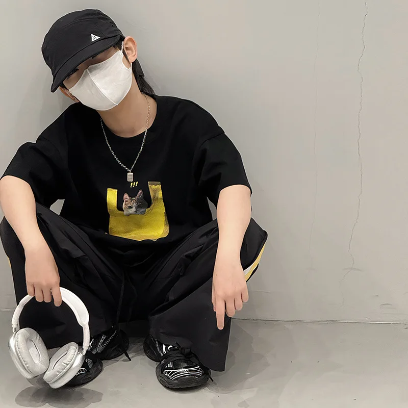 2025 spring and summer new loose trendy top Korean version half sleeve children's t-shirt short sleeve