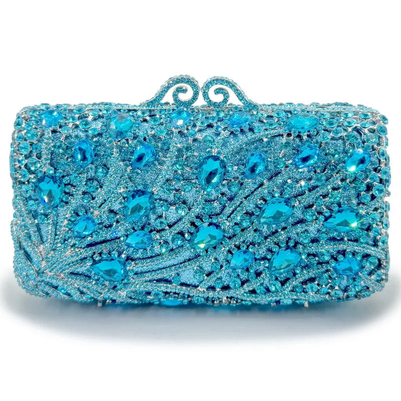 

Sky Blue Diamond Evening Bag WHTUOHENG Luxury Crystal Clutch Purse for Women Formal Party Dinner Bridal Handbag Lady Handbags
