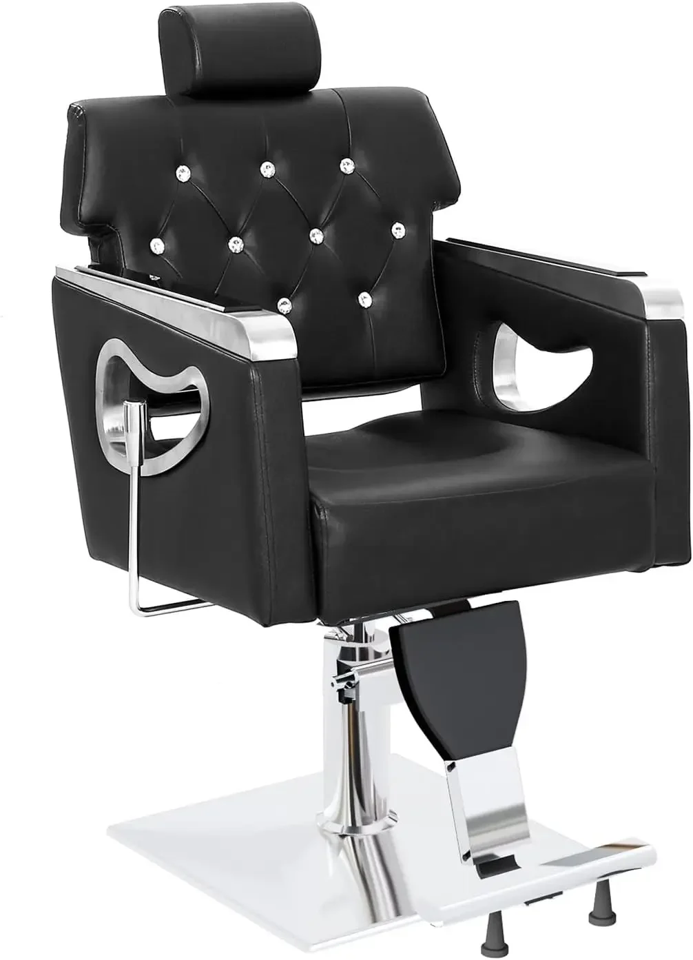 Reclining Salon Chair Heavy Duty, Vintage Styling Chair for Hair Stylist, Hydraulic Pump Recline Backrest Adjustable Headrest