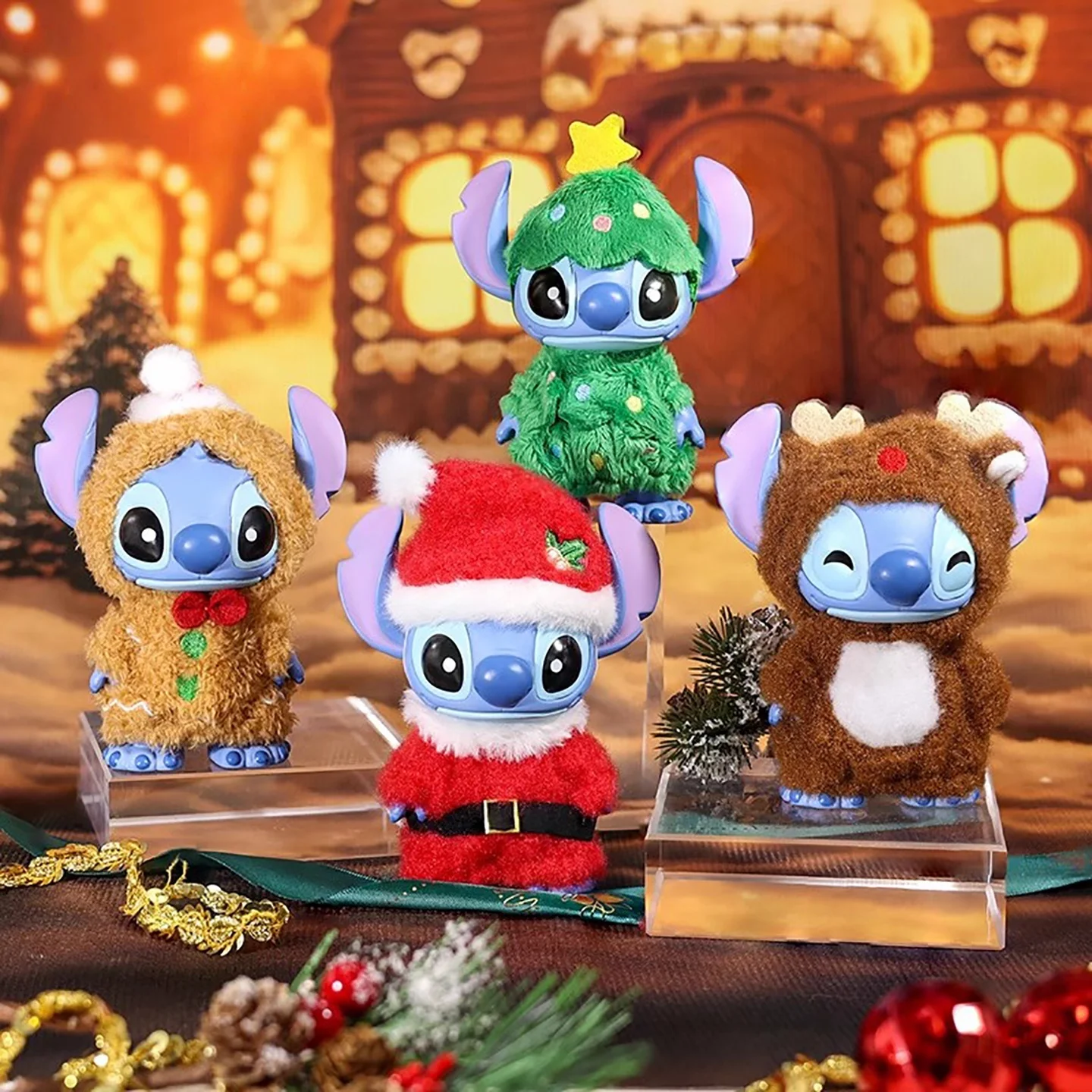 

New Official Genuine Disney Stitch Christmas Cute Clothes Handmade Blind Box Interstellar Desktop Ornament Gift