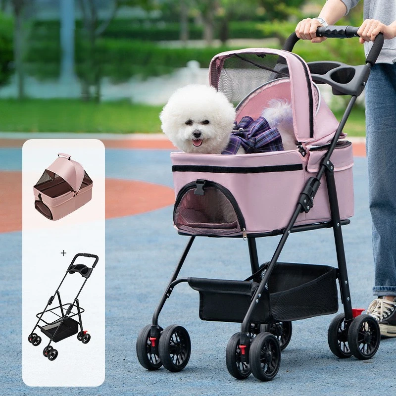 Pet Cat And Dog Cart Portable Handcart Small Pet Cart Dining Plate Pet Cart Foldable Travel Essential