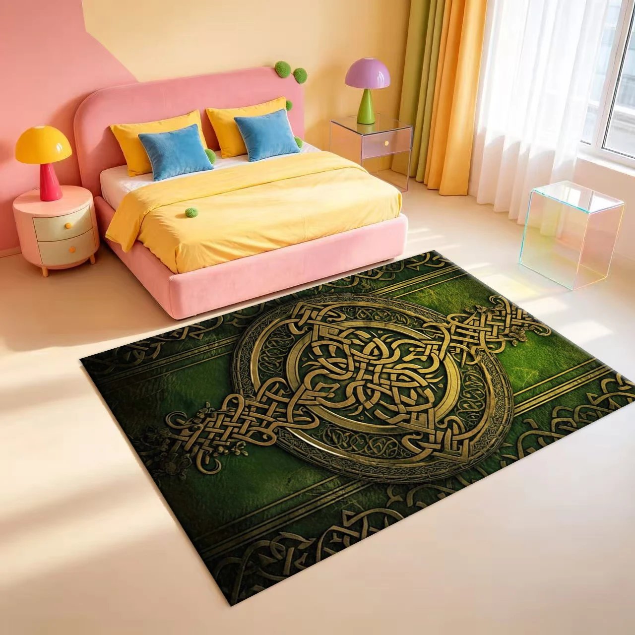 Vintage Celtic Knot Area Rug Retro Medieval Pattern Carpet Soft Indoor Floor Mat For Living Room Home Decoration