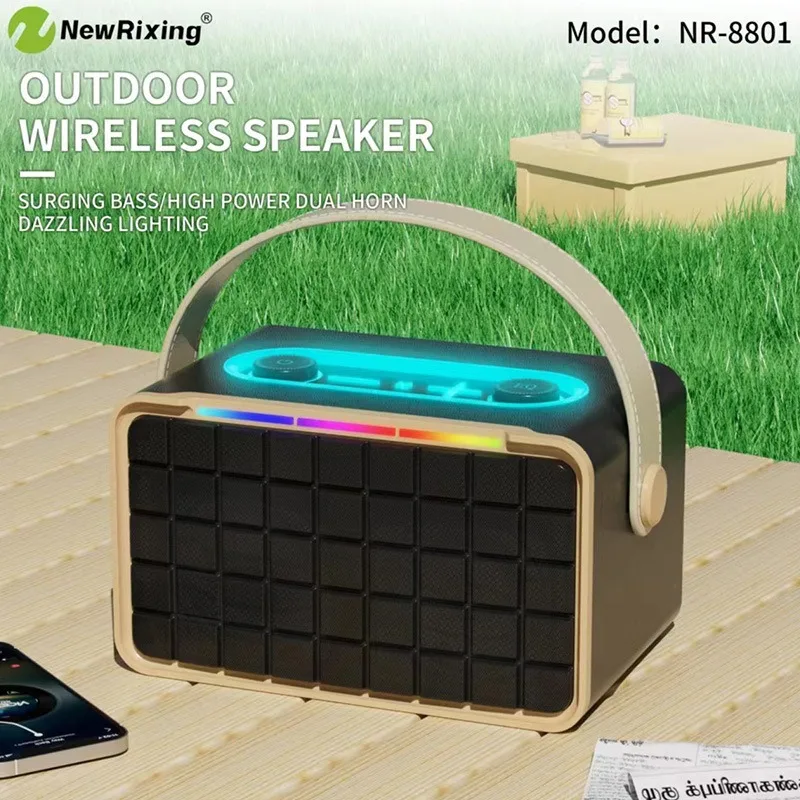 Audience NR8801Bluetooth Speaker New Outdoor Portable Hand Subwoofer Plug in Card with Light Dazzling Wireless Audio