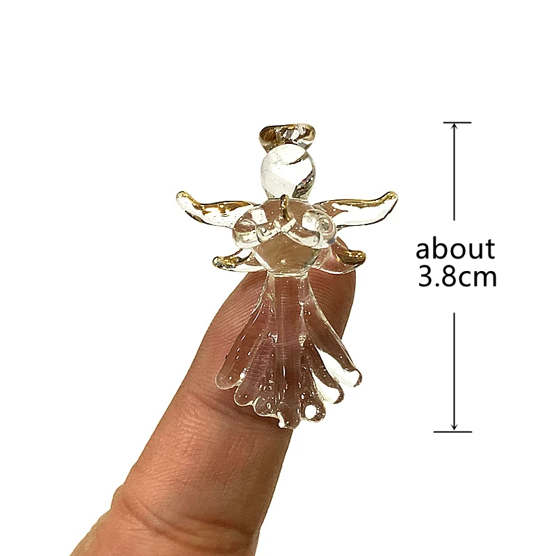Handmade Mini Clear Christmas Angel Charm Glass Pendant DIY Xmas Tree Hanging Decor Accessories Creative Holiday New Year Gift