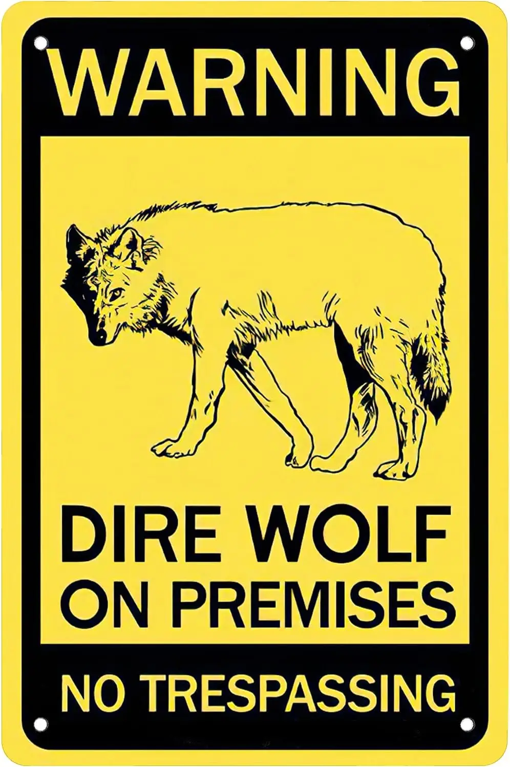 Metal Tin Sign Warning Dire Wolf on Premises Black Vintage Hot Rod Wall Sticker Home Decor House Office Garage Iron Paintings Me