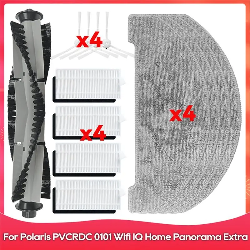 

ABLU-For Polaris PVCRDC 0101 Wifi IQ Home Panorama Extra Roller Side Brush Hepa Filter Mop Robot Vacuum Cleaner Parts
