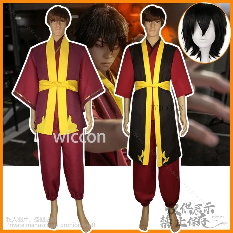 

Anime Avatar The Last Airbender Cosplay PrinceZuko Costume Battle Uniform Coat Pant Wig For Men Halloween Christmas