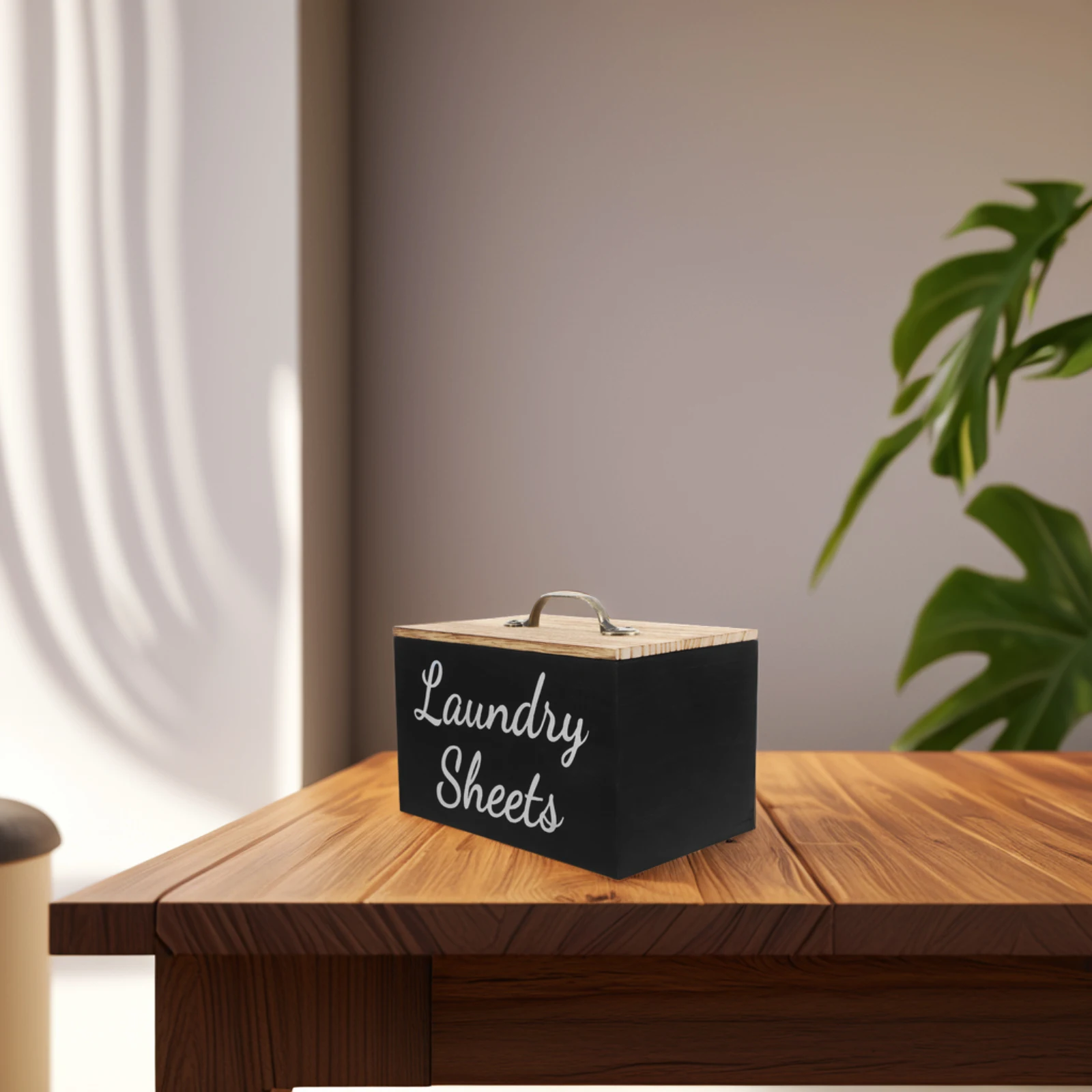 

Wood Laundry Room Organizer Box Multifunctional Storage for Dryer Sheets Powder Wooden Container Closet Tissue Box