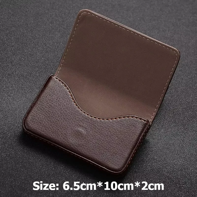 1pc PU Leather Business Card Holder With Magnetic Buckle Slim Pocket Name Card Holder Large Capacity Portable Credit Card Case view 6