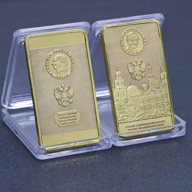 Russia President Vladimir Putin And Kremlin 24K Gold Bullion Bar Commemorative Medallion Coins Badges Collection