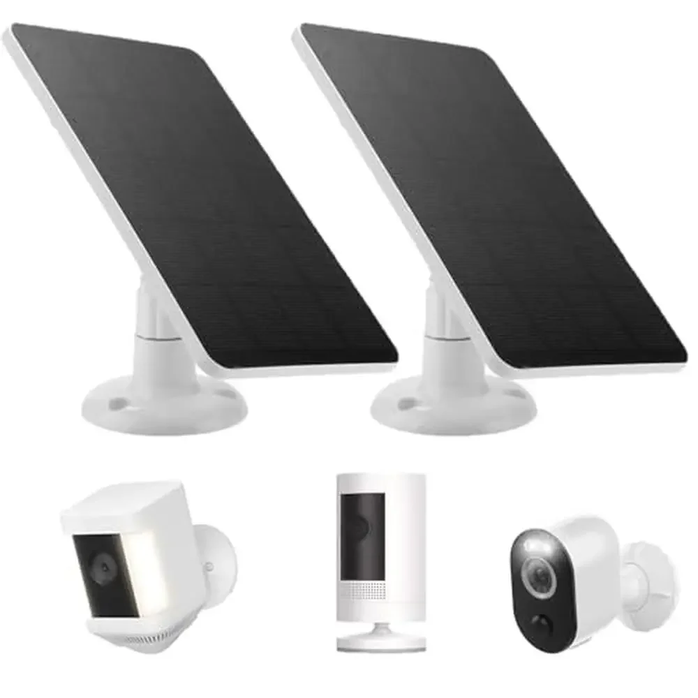 Ring Camera Solar Panel 4W Ring Stick Up Cam and Spotlight Cam IP65 Weatherproof Advanced Monocrystalline Silicon Cells 2 Pack