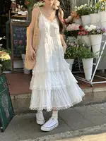 Verano Befree largo Vintage Casual volantes elegante Maxi correa Camis sedoso playa encaje elegante vestido de fiesta Vestidos mujeres Sexy