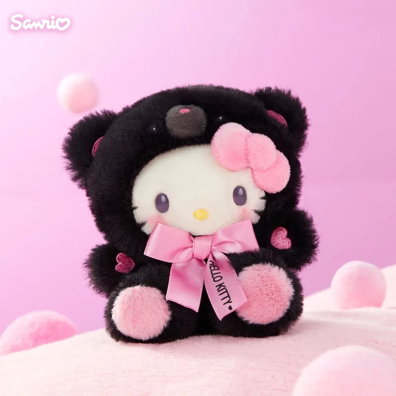 

Genuine Sanrio Fluffy Pink & Black Charm Sanrio Hello Kitty My Melody Kuromi Plush Doll Bag Car Ornament Gift For Girls Keychain