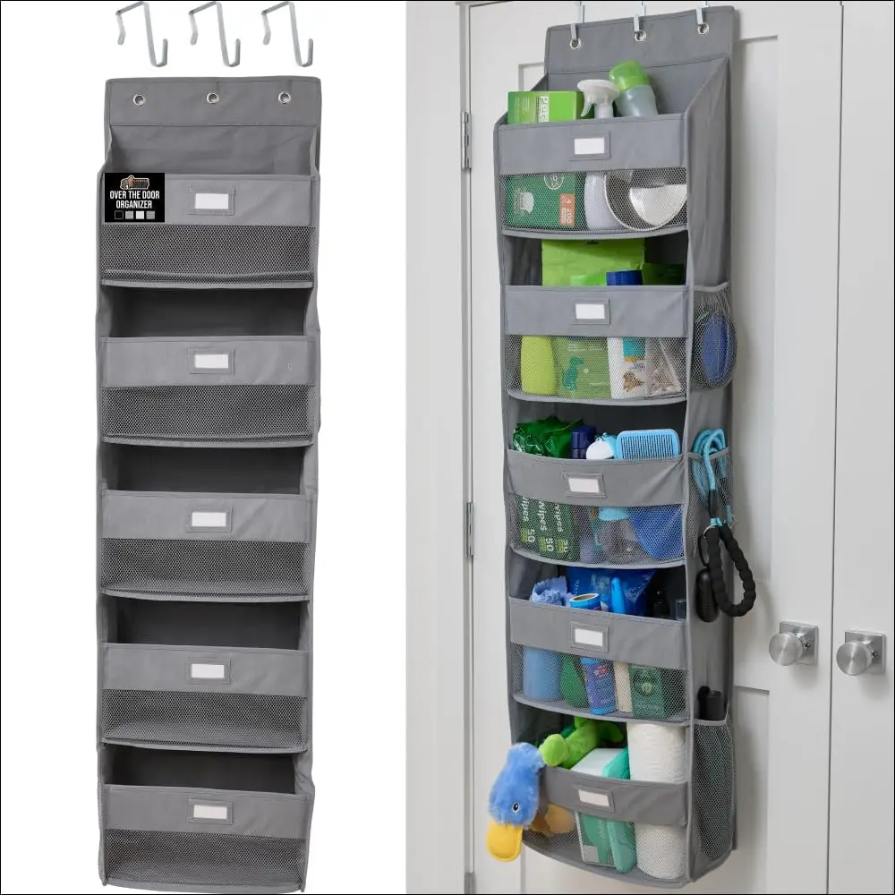 

Органайзер для двери с 5 глубокими полками, выдерживает до 22,5 кг, серый, 58x15 дюймов, для шкафа, спальни, обуви