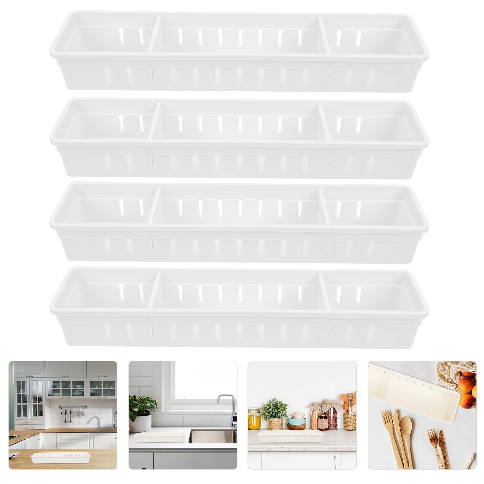 

4Pcs Simple Shape Drawer Cutlery Case Healthy Fork Spoon Chopsticks Organizer Tidy Storage Drawer Cutlery Box