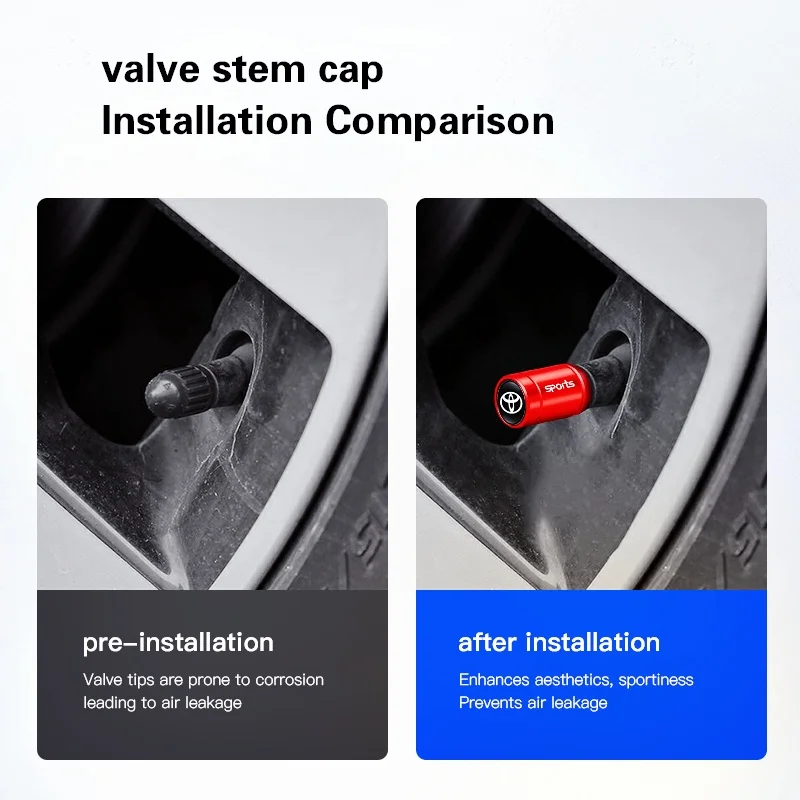 Car Styling Metal Car Tire Valve Caps Dust Prevention Accessories For Toyota Gazoo Racing Corolla Yaris Chr Auris Rav4 Prius