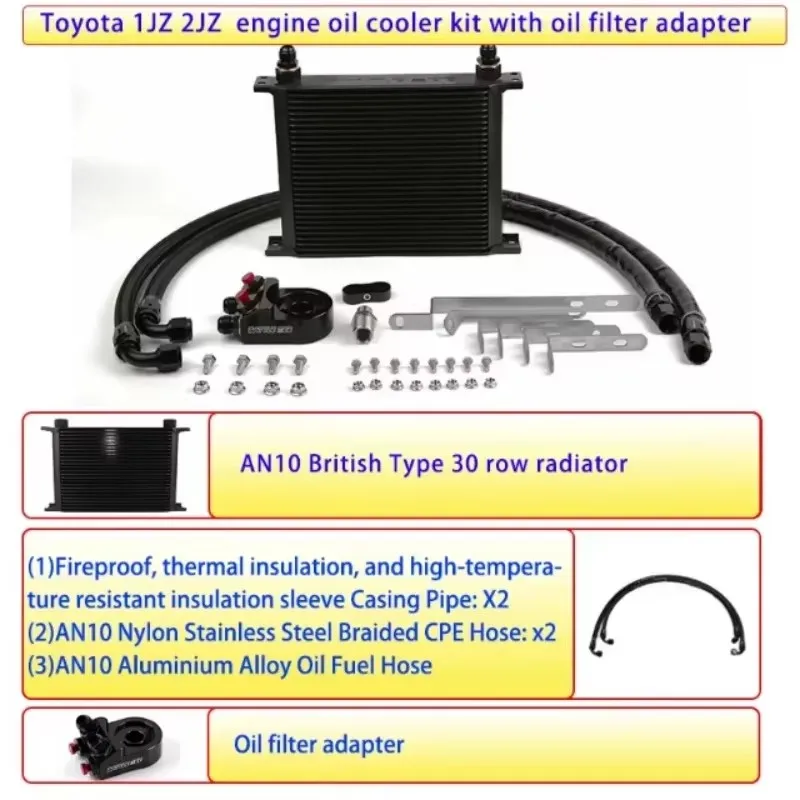 Engine Oil Cooler Kit For Toyota Patrol Y61 Engine Radiator Oil Filter Sandwich Plate Adapter AN10 radiador BB-OCK-139