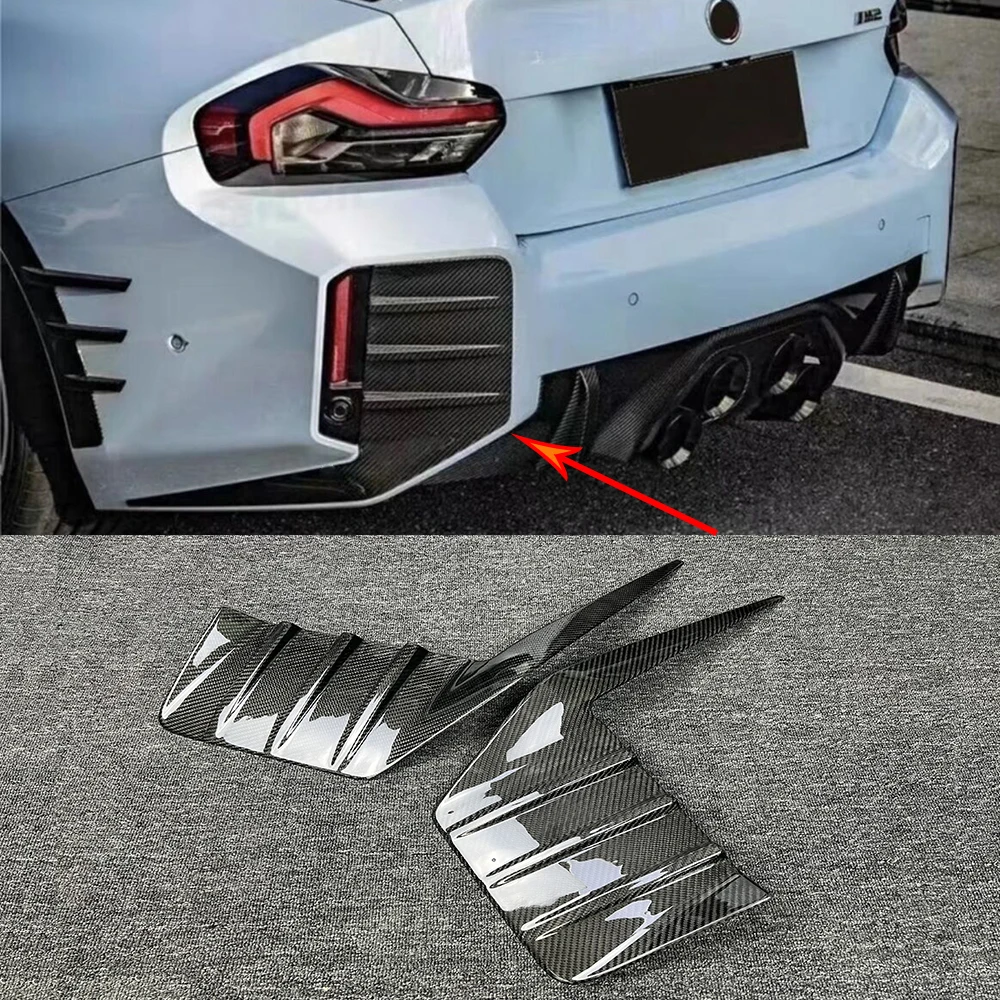 Car rear bumper splitter Dry carbon fiber rear tail light cover Rear side air intake sticker for BMW G87 M2 exterior accessories