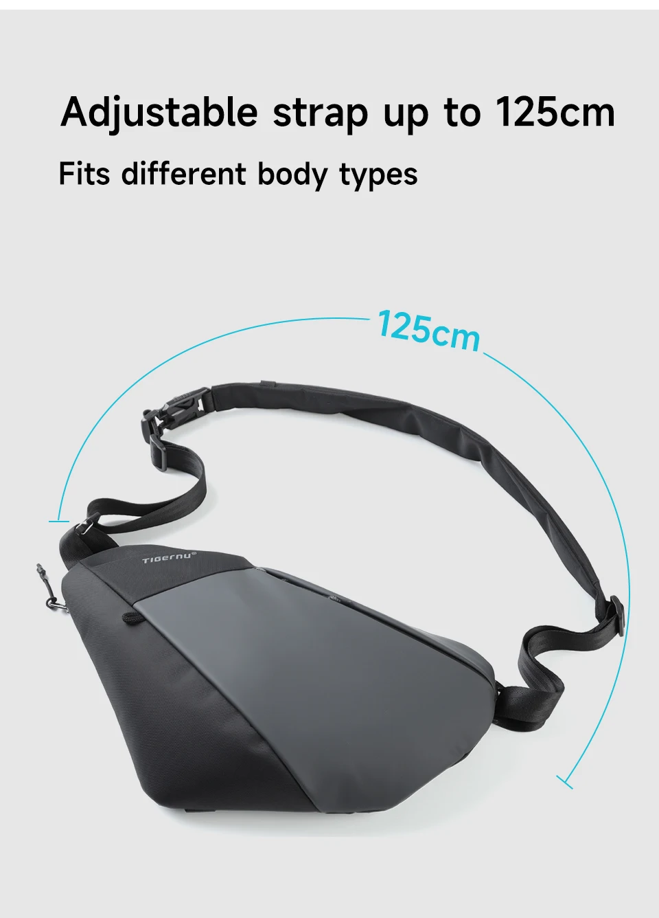 Tigernu Herren-Schultertasche, wasserabweisend, für den täglichen Gebrauch, Umhängetasche mit Magnetverschluss, unregelmäßig geformte Schultertasche. – Detail 10