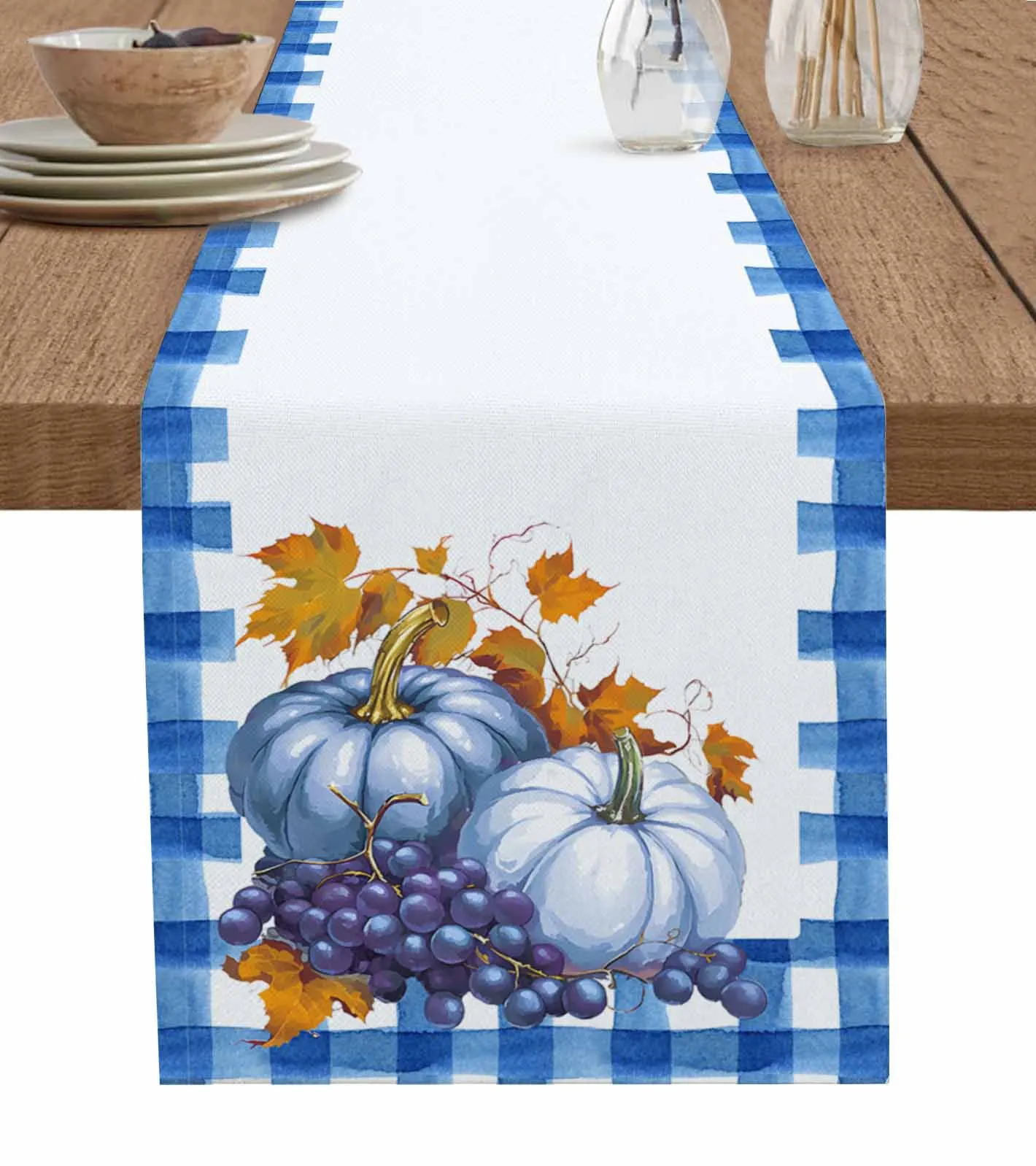 Maple Leaf Grape Grid  Wedding Decor Cake Tablecloth and Placemat Holiday Table Decor Table Runner