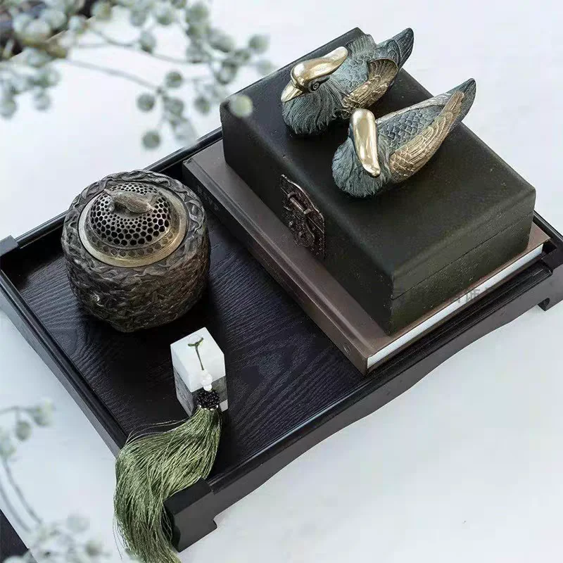 new Chinese-style copper mandarin duck lacquer box tray combination with creative ornament desktop coffee table bay windo
