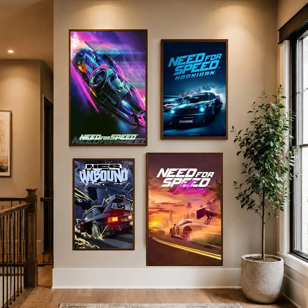 Game N-Need for Speed Poster HD Waterproof PP Self-Adhesive Removable Wall Art Poster for Bedroom Cafe Gym Home Decor Gift