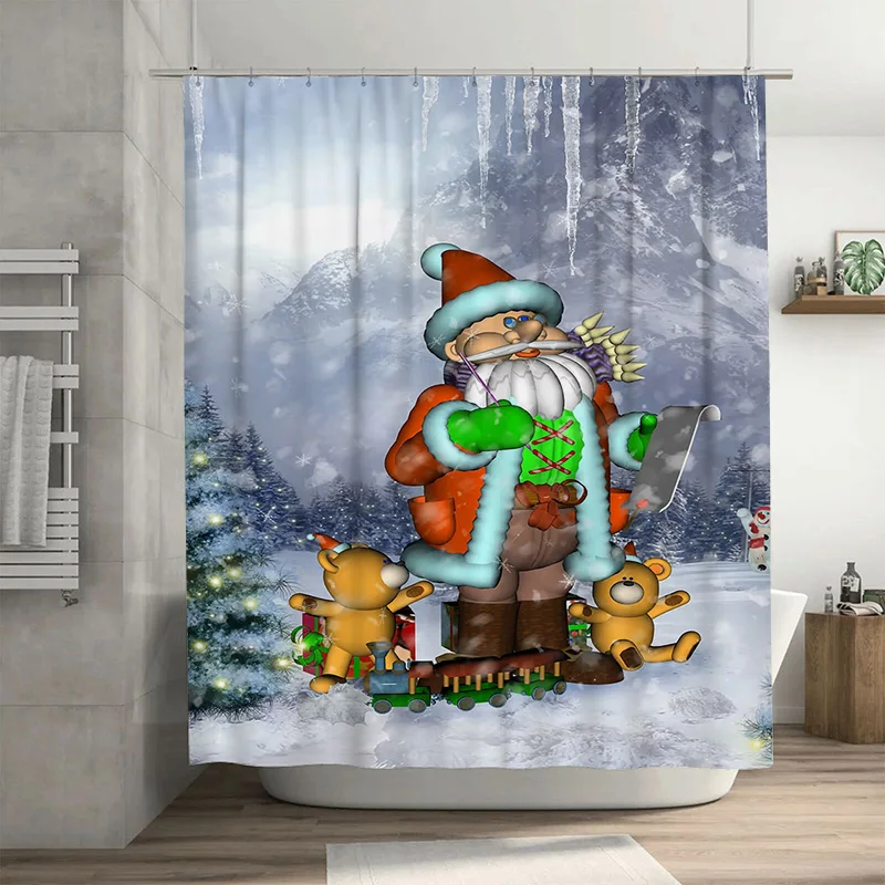 

TuniuОчаровательный Рождественский Санта-Клаус Занавеска для душа в ванной комнате Праздничный декор Веселый Рождественский домашний декор Милый праздничный душ Curtai