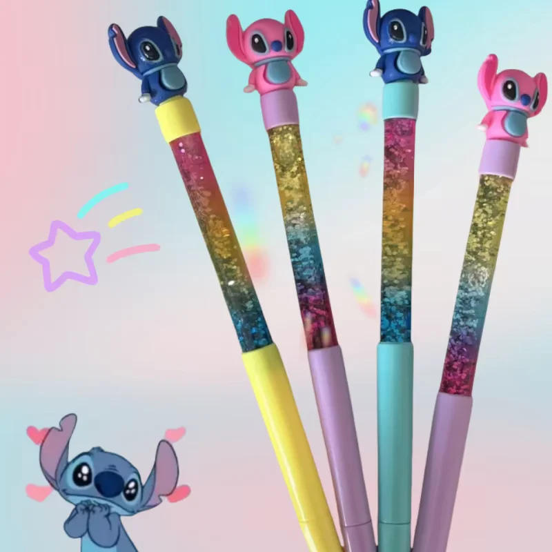 

1-2pcs Disney Anime Figures Stitch Bead Pen DIY Bracelet Boys Girls Toys Student Gel Pen Cartoon Stitch Dolls Gifts