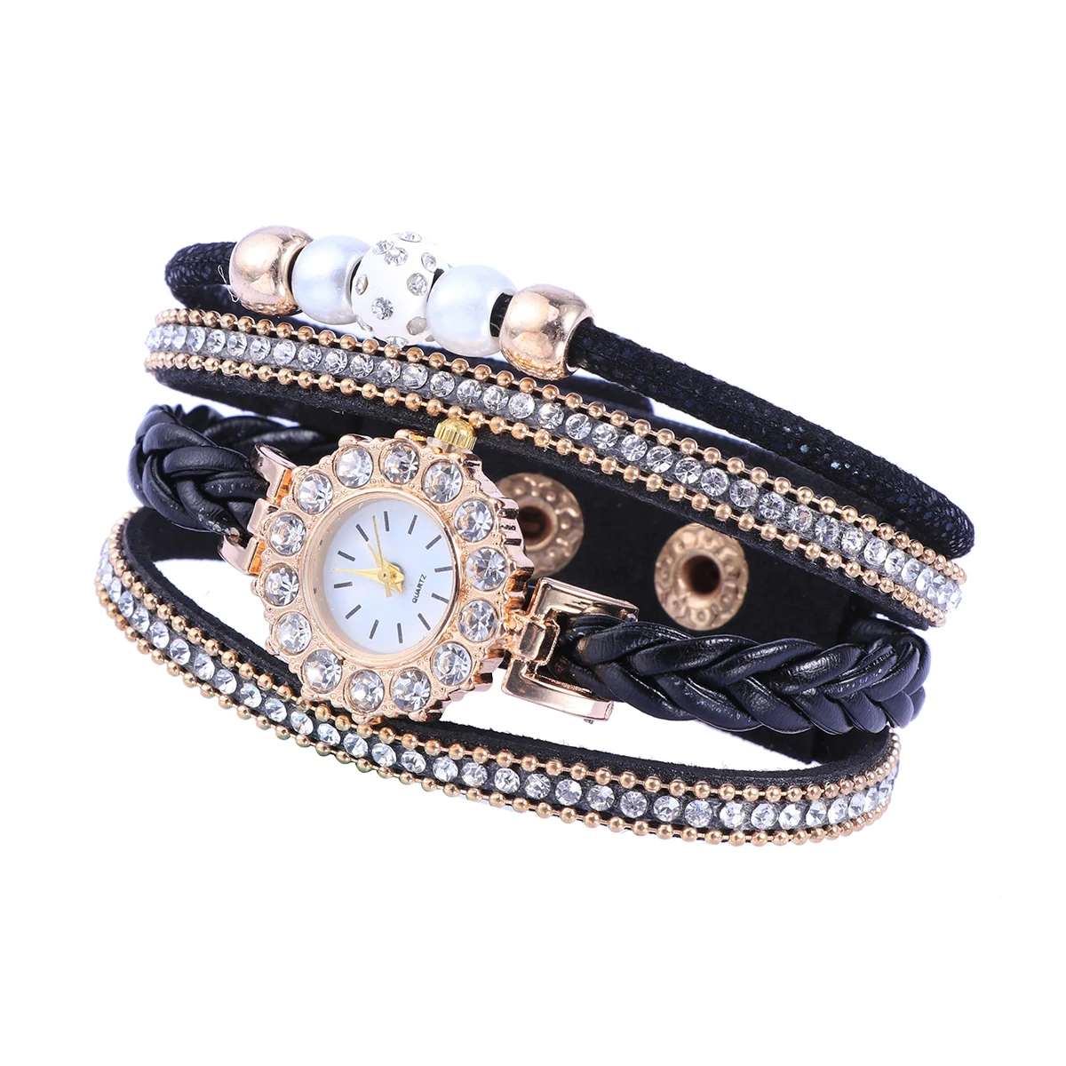 

Studded Women Quartz Bracelet Watch Multi-Layer Fashion Elegant Evening Red For Birthday Wedding Gift