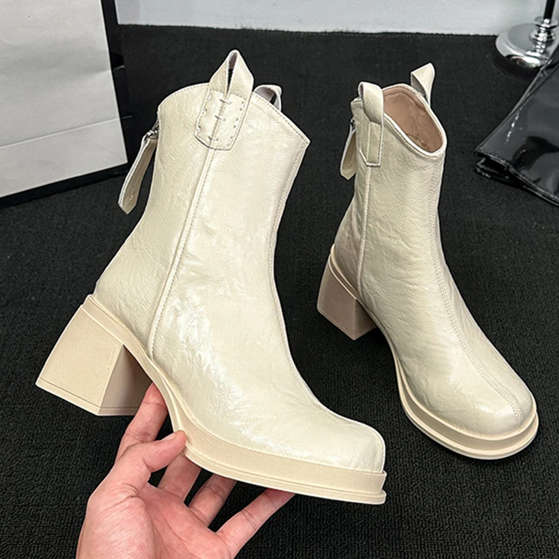 

Women's Ankle Boots High Heels Fashion Shoes Casual New Luxury Pumps Woman Boots 2025 Winter Cozy Designer Chelsea Botas Mujer
