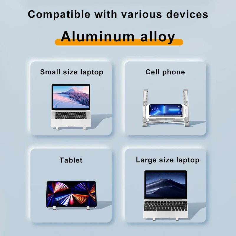 Dispositivo di raffreddamento per Laptop da gioco in alluminio da 17 pollici 2 ventole 4 ventole supporto per Notebook con Pad di raffreddamento per Laptop pieghevole per Macbook Air Pro pad