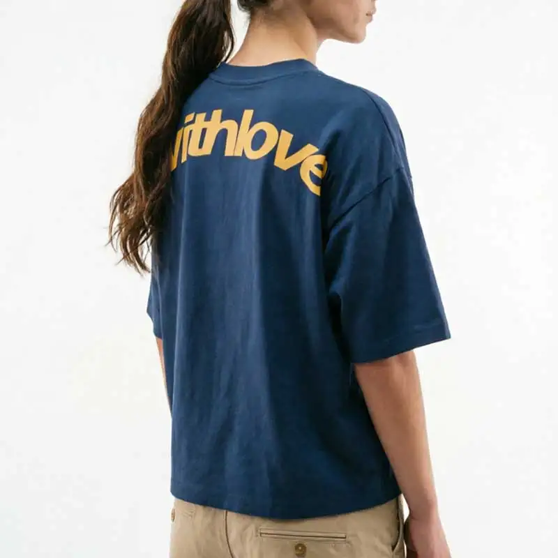 Sign Navy - ‘withlove’ Print T-Shirt y2k Harajuku Fashion Men's / Women's Loose Short Sleeve High Quality Cotton Casual Top Tees
