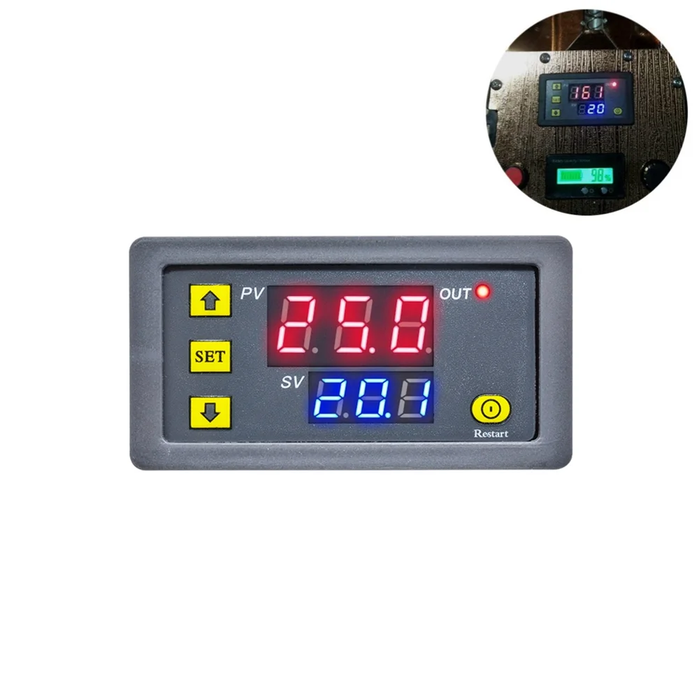 

AC 110V 220V Digital Time Delay Relay Dual LED Display Cycle Timer Control Switch Adjustable Timing Relay Time Delay Switch
