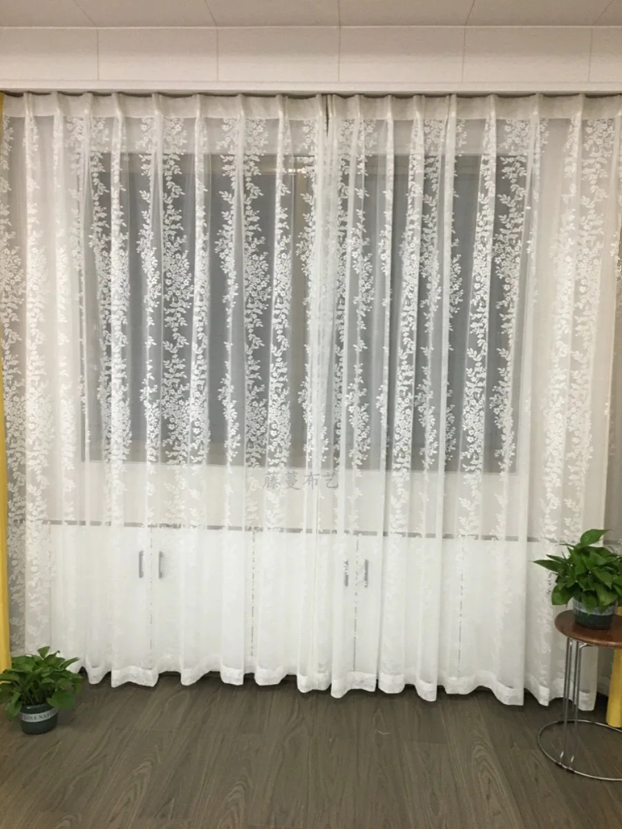 Modern Minimalist Curtains Gauze Curtains Retro Artistic Style Small and Fresh Rural Style Curtain for Living Room and Bedroom