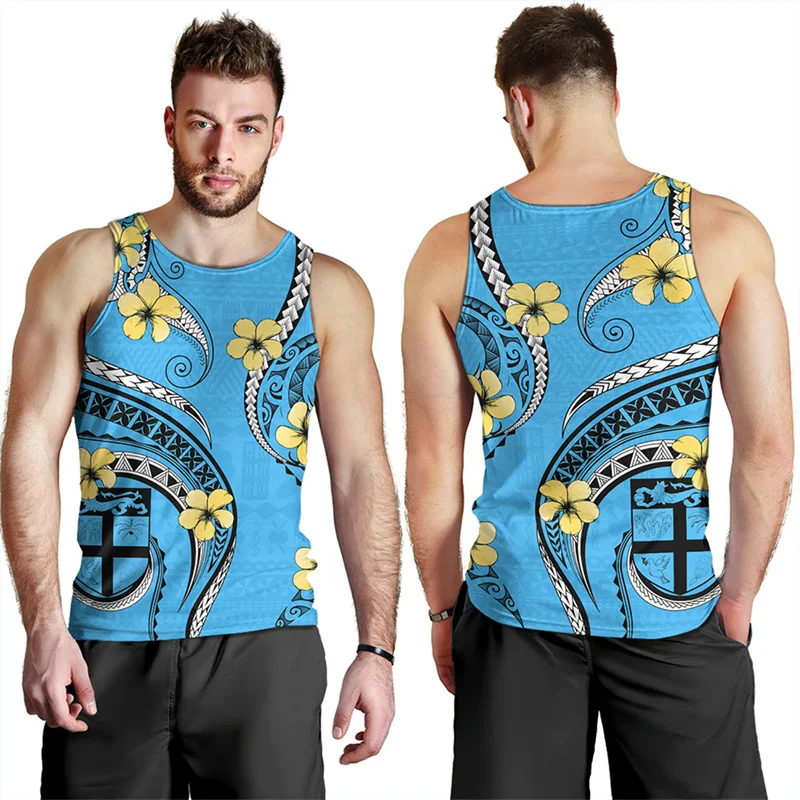 Harajuku Summer 3D Flying Fijians Printing Tank Top Fiji Emblem Fijian Pride Graphic Gym Tank Top Men Cool Fashion Vest Clothing