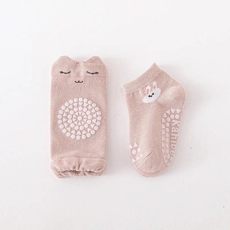 0-24M Newborn Baby Girl Boy Socks and Knee Anti Slip 2Pcs Infant Set Summer Soft Sock For Girls Boys Cotton Cartoon 2022