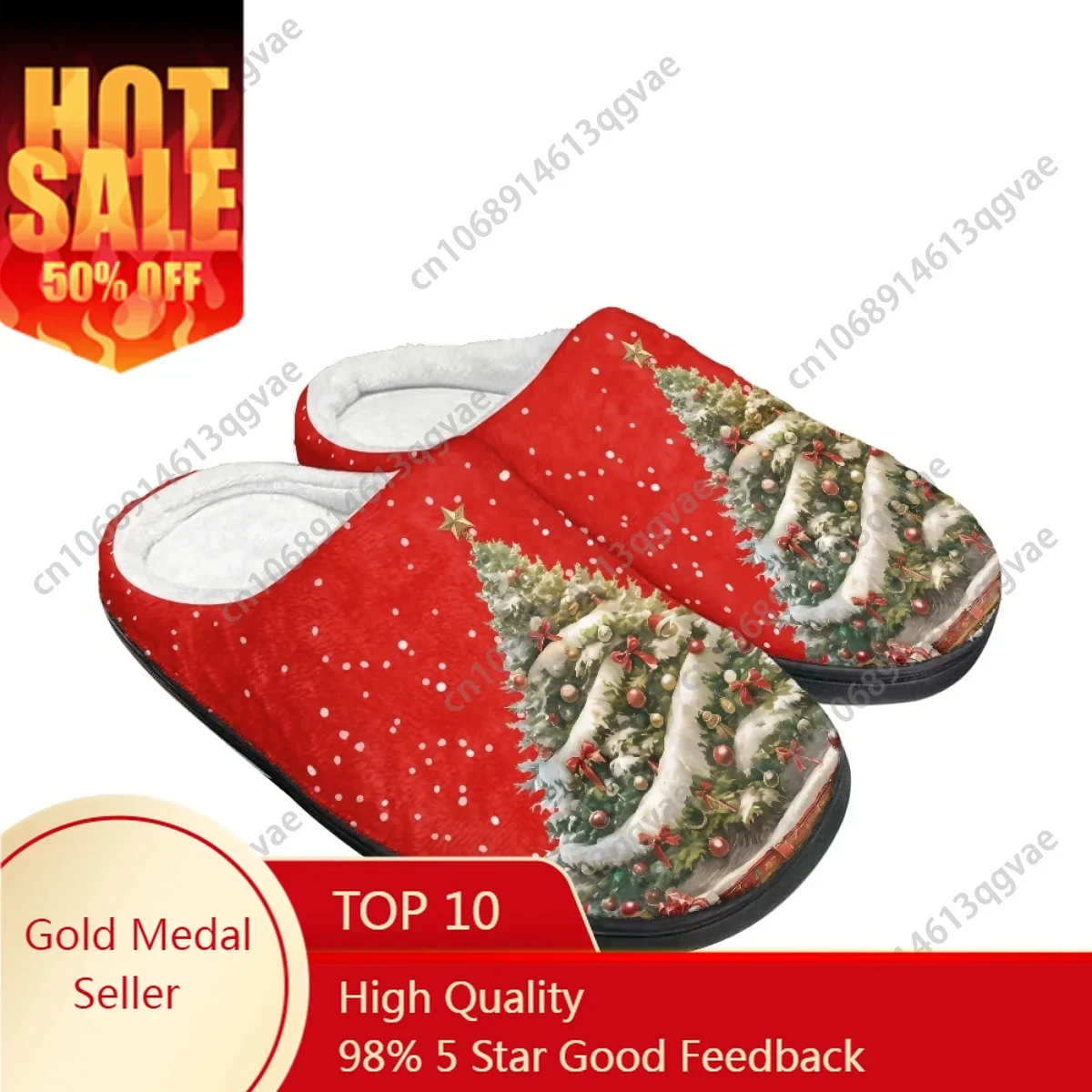 

2025 New Arrival Snow Scene Christmas Tree Home Cotton Slippers Mens Womens Teenager Plush Bedroom Keep Warm Custom Slipper