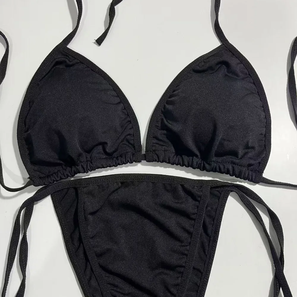 Sexy Binding Verleiding Bikini Sets Vrouwen Tweedelige Badpak Sexy Badmode Halter String Driehoek