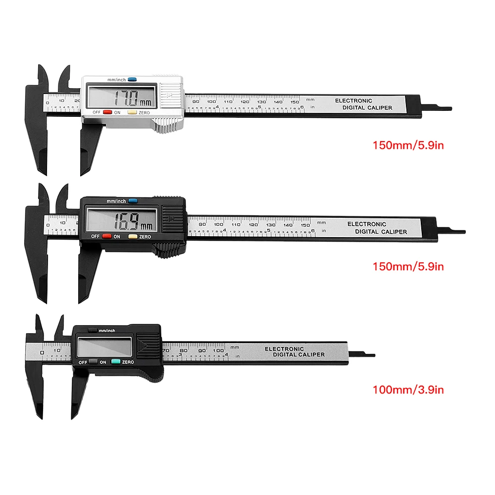 150mm 100mm  0.1mm Electronic Digital Caliper Measuring Tool Vernier Micrometer Measuring Tool Depth Gauge Instrument Pachometer