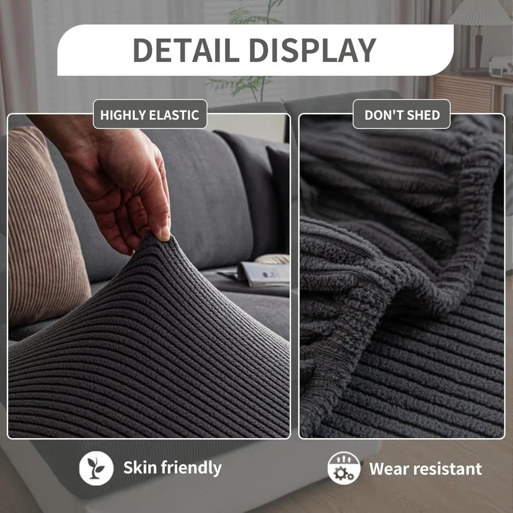 أغطية وسائد أريكة قابلة للغسل للمقاعد المقطعية على شكل حرف L - أغطية سحرية مريحة ومتينة