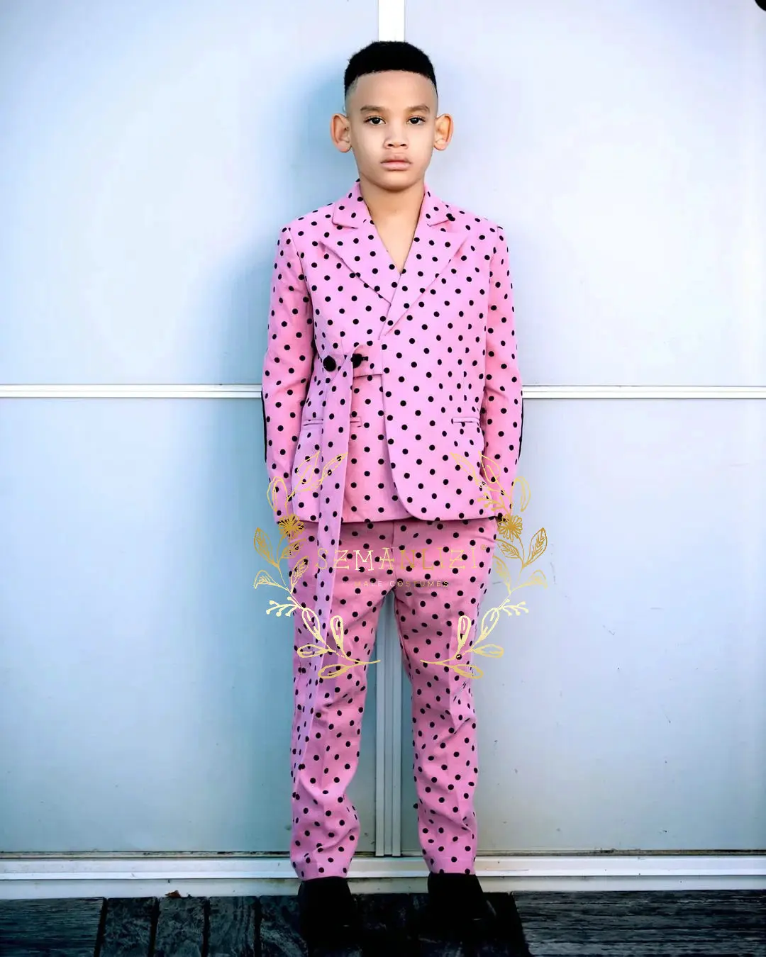 Polka Dot Boys Suit 2 Piece Wedding Tuxedo Business Party Kids Blazer Set Slim Fit Outfit Boys Clothes 4yrs To 12yrs Disfraz