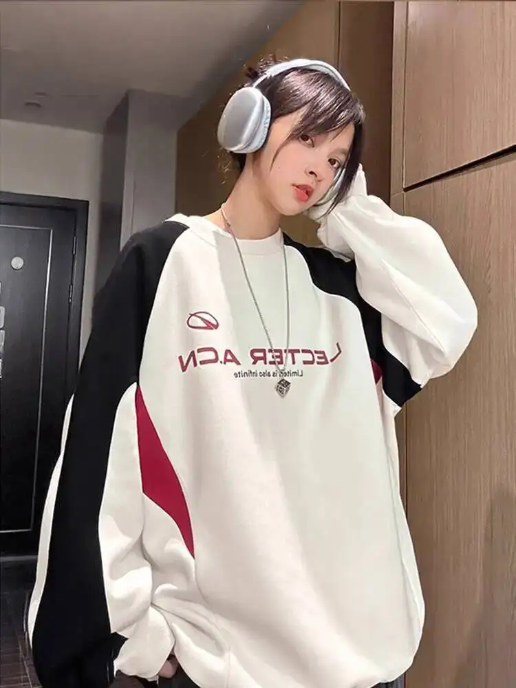 

Unisex Sweatshirt 2025 Autumn Retro Drop Shoulder Oversize Sweater Unique Design Niche Street Style Sports Outerwear