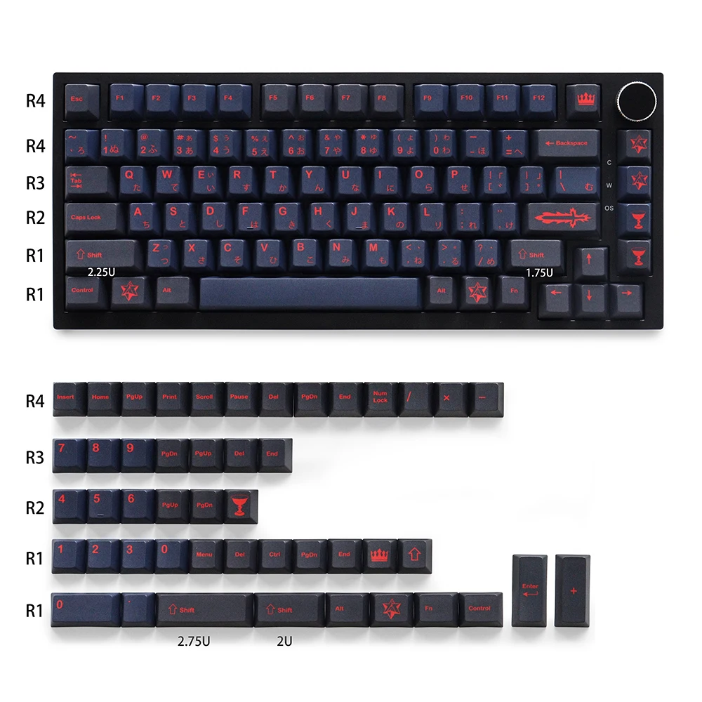 Alter Cherry Profile Keycaps PBT Material 129 Keys Five Side Dye-Sub Keycaps for 61/64/87/104/108 Mx Switch Mechanical Keyboard