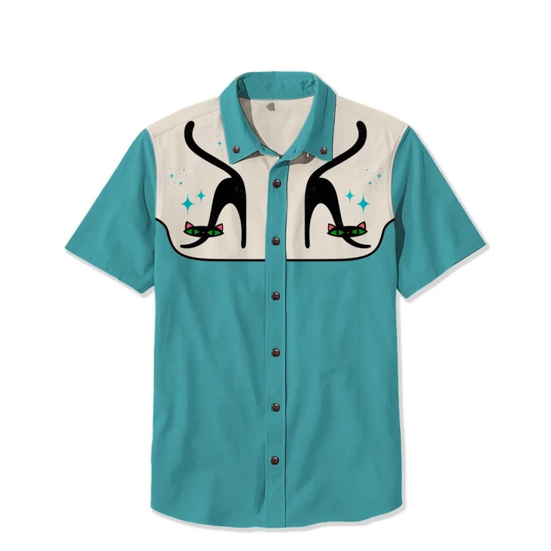 

Men's shirt Western Cowboy Style Short Sleeve Shirt Comfortable And Breathable Summer Button y2k Top High Quality shirts for man
