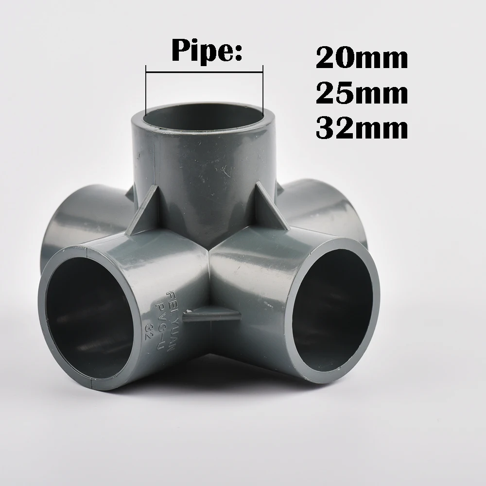 Inside Diameter 20/25/32mm 3-way/4-way/5-way Three-Dimensional PVC Connector Water Supply Pipe Fittings Equal Connectors Plastic