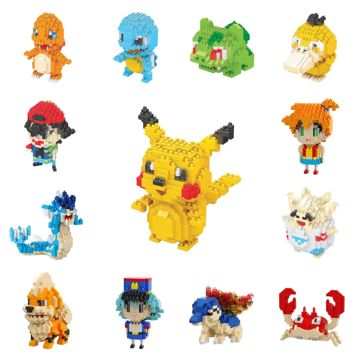 New Hot Small Simple Pokemon Building Blocks Pikachu Action Figure Toy Graphics Diamond Mini Model Pocket Monster Collect Gift