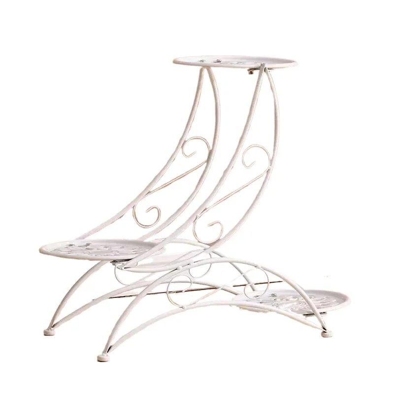 Europe style Wrought Iron Garden Flower Shelf Multi-layer Home Furniture Plant Rack Simple Living Room Balcony Plant Pot Stand
