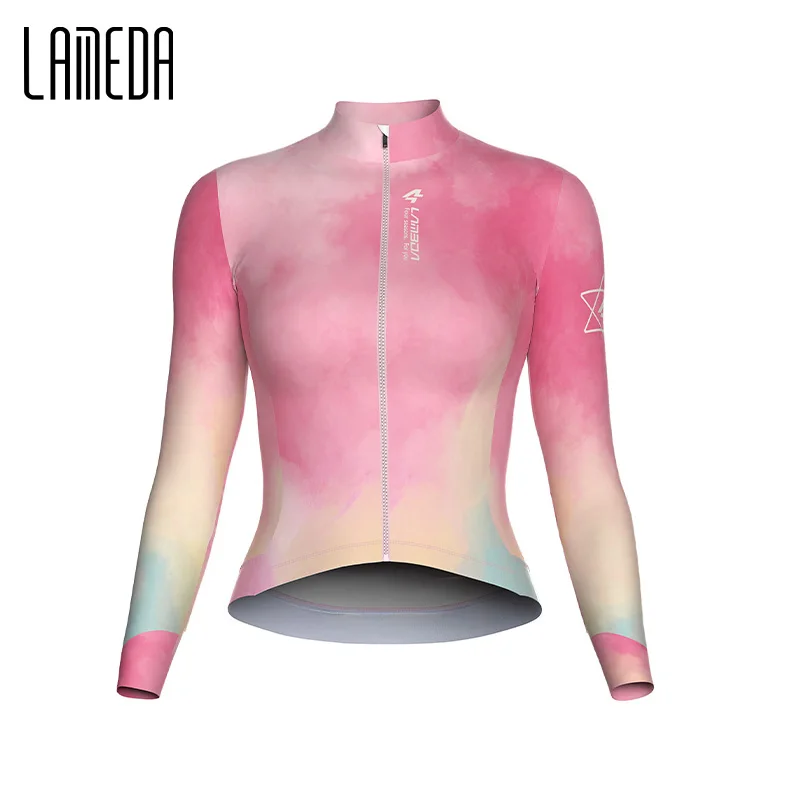 

LAMEDA Winter Fleece Women's Cycling Jerseys Long Sleeve Biking Clothing Bike Jersey Full Zip with Pockets Road Bicycle Clothing