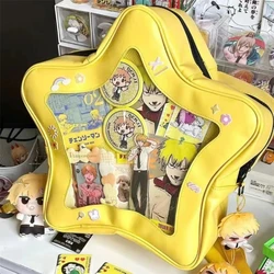 Sarı yıldız Ita çanta kızlar sevimli moda Kawaii sırt çantası Y2K su geçirmez ön cep şeffaf sırt çantası genç seyahat Schoolbag