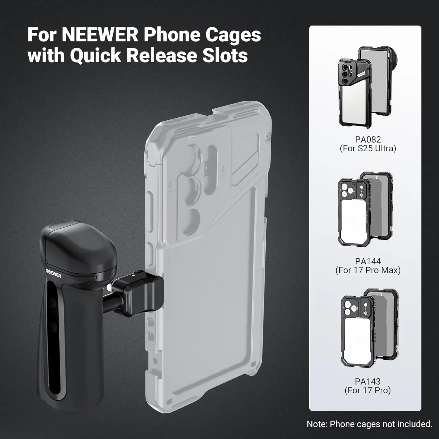 NEEWER Schnellverschluss-Seitengriff mit Anti-Off-Kaltplattenhalterung, 360° ° Drehbarer, rutschfester Silikongriff für iPhone 16 Pro Max S25 Ultra – Detail 4